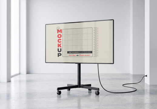 Tv with Stand on Empty Room Screen Mockup