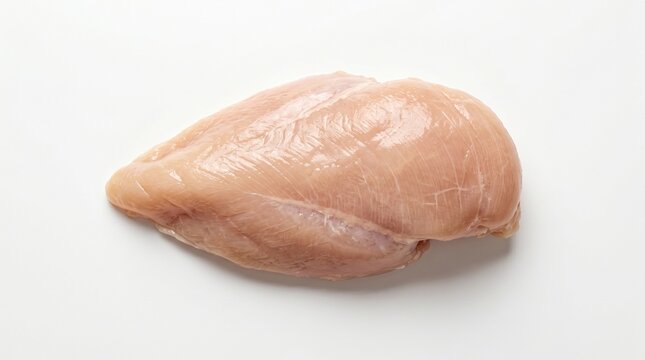 Fresh raw chicken breast fillet isolated on white background, high-quality lean protein for healthy meal preparation