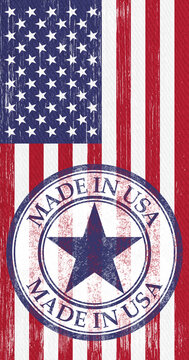 Distressed Made in USA stamp on American flag