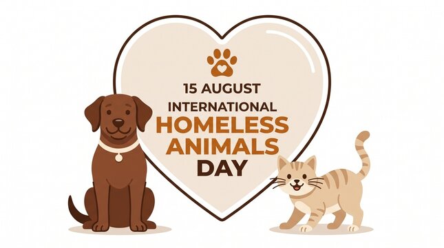 International homeless animals day illustration with dog and cat
