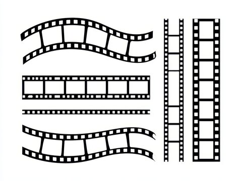Set of film strips isolated on white background