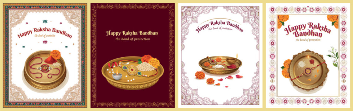 Raksha Bandhan Puja Thali Traditional Festival Decoration Design
