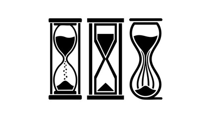 Fototapeta premium Three hourglass icons showing different sand levels