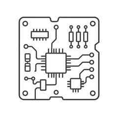 Fototapeta premium Circuit board line art icon representing computer hardware