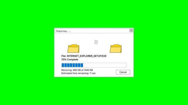 Software installation progress bar indicates that an internet browser setup executable is currently downloading to a computer system on a bright green background.