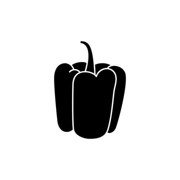 This is a minimalist vector illustration of a Bell Papper icon, featuring a simple, clean, and solid glyph style. The icon can be used as a symbol, sign, or logo.