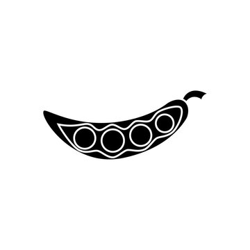 This is a minimalist vector illustration of a Peas icon, featuring a simple, clean, and solid glyph style. The icon can be used as a symbol, sign, or logo.