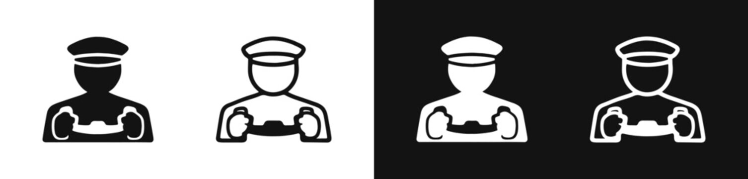 Police Officer with Binoculars Icon Set