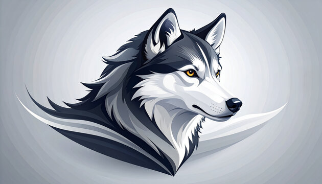Stylized wolf head illustration against a gradient background