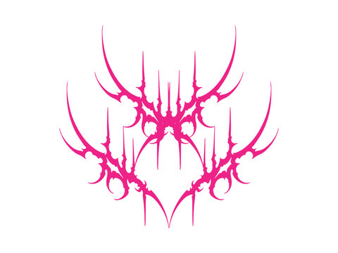 Symmetrical Pink Cyber Gothic Spiky Crest Emblem Graphic Design