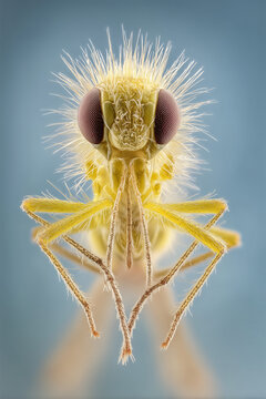 creature of ai, tiny pale sandfly with long legs and large eyes, macro studio portrait, gray, photorealistic