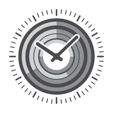 Stylized gray analog clock face with ticking markers
