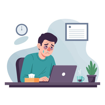Emotions Of A Tired And Overwhelmed Office Worker Exhausted By Daily Tasks