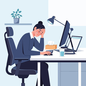 Emotional Employee Experiencing Stress Frustration And Sadness At The Office Workstation