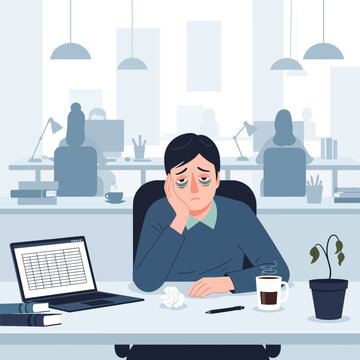 Exhausted Business Person At Desk Facing Burnout And Overwork Challenges