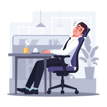 Exhausted Businessman Crying At Office Desk Feeling Overwhelmed And Stressed Out