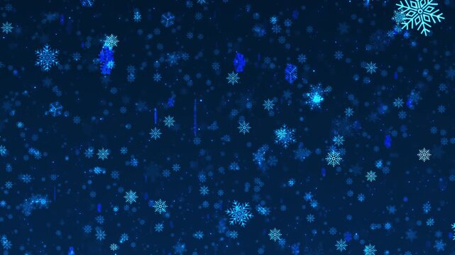 Frozen snow particle overlay visual blue glowing flakes, icy winter depth, soft holiday sparkle. festive clips, Christmas titles, seasonal transitions, greeting cards, and motion backgrounds.