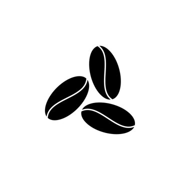 This is a minimalist vector illustration of a Coffee Beans icon, featuring a simple, clean, and solid glyph style. The icon can be used as a symbol, sign, or logo.