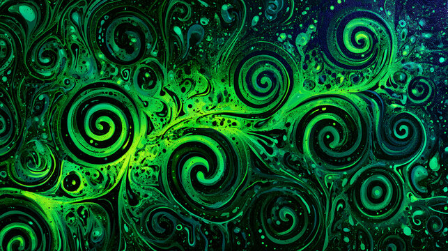 Psychedelic neon green art with vibrant surreal textures and glowing abstract visual energy