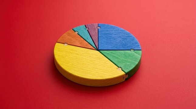 Colorful Pie Chart Representing Data and Statistics.