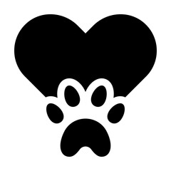 Naklejka premium Adoption Heart Solid Icon, Pet Rescue Animal Love Care Compassion