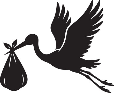 Stork Carrying Baby Icon