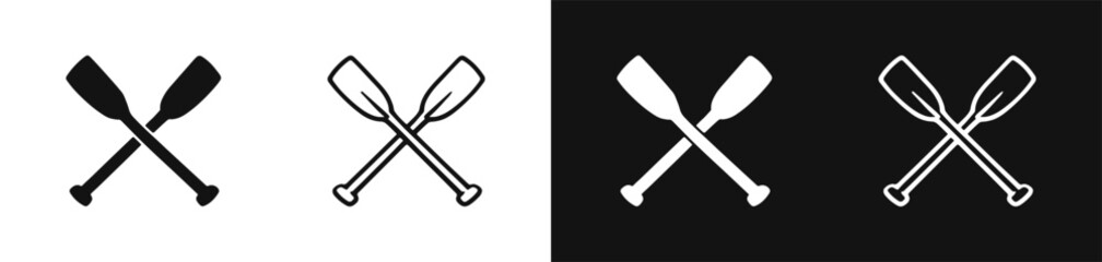 Crossed oars icon set, paddles for rowing, boating, and nautical design © drawing lines