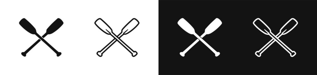 Crossed oars icon set, paddles for rowing, boating, and nautical design © drawing lines