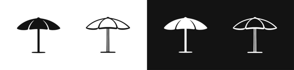 Beach umbrella icon set, parasol symbol for summer vacation and travel © drawing lines