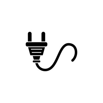 This is a minimalist vector illustration of an Electrical Plug icon, featuring a simple, clean, and solid glyph style. The icon can be used as a symbol, sign, or logo.