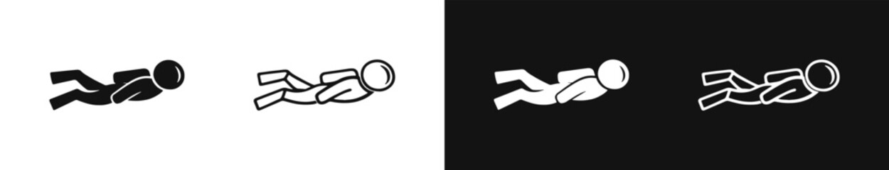 Scuba diver swimming underwater icon set © drawing lines