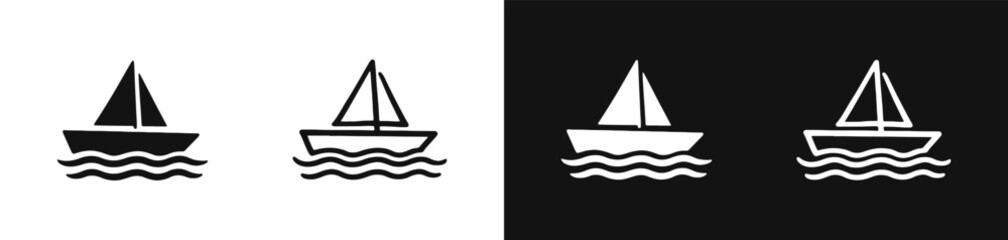 Sailboat icon set, nautical and travel marine symbols © drawing lines