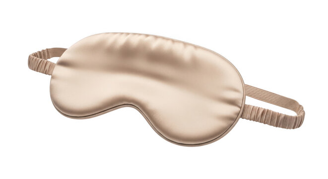 Soft beige silk sleep mask for comfortable rest isolated on transparent background