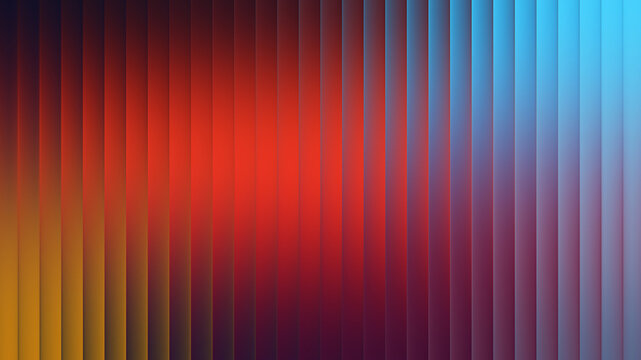 Vibrant fractal glass texture with ribbed light refraction. Abstract red and blue gradient background for modern design projects.