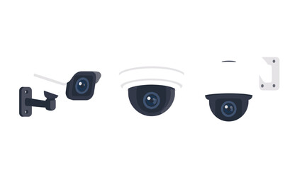 Set of three security camera types isolated on white background © Andrei