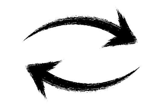 Hand drawn circular refresh arrow icon with rotation handdrawn isolated direction