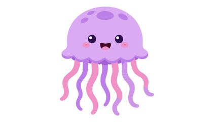 Cute purple jellyfish cartoon vector on white background © Andrei