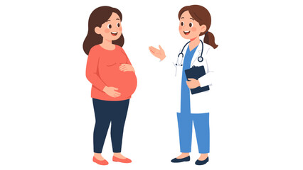 Pregnant woman consulting with female doctor illustration