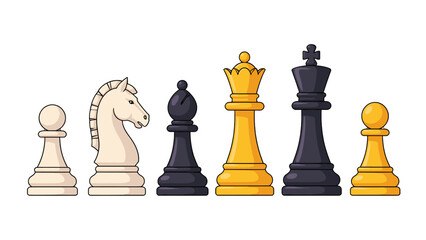 Colored chess pieces set with pawn knight bishop queen and king © Andrei