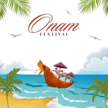 Onam Blue Green Illustrative Greeting Poster