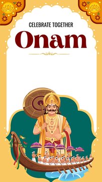 Onam Yellow Orange and Beige Traditional Greeting Poster Story