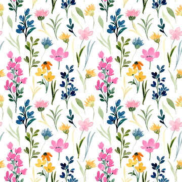 Hand-Drawn Seamless Floral Background with Botanical Flowers, Roses, Lotus, Hearts, Leaves and Blossoms | Elegant Spring Summer Nature Wallpaper Pattern | Soft Pastel Vector Line Art for Fabric, Texti