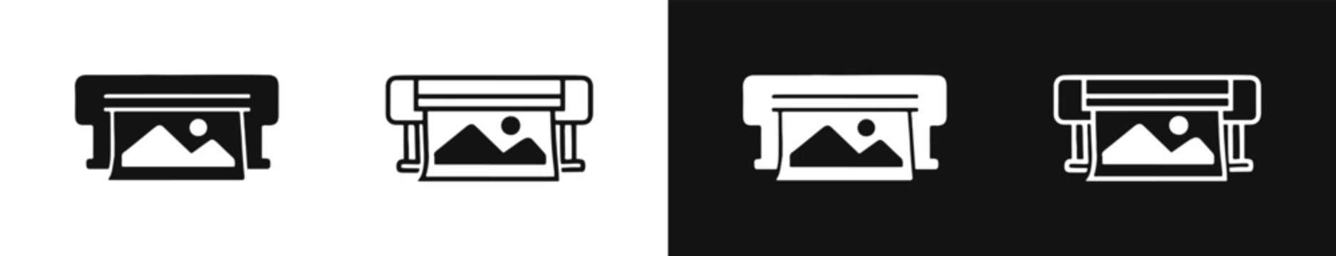 Wide format printer and large scale plotters icons set