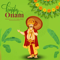 Obraz premium Onam Green and Yellow Traditional Minimal Greeting Poster