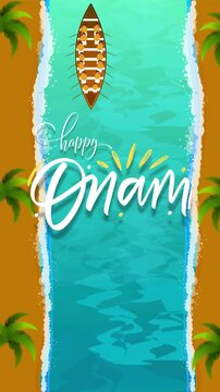 Onam Blue and Yellow Animated Greeting Video Story