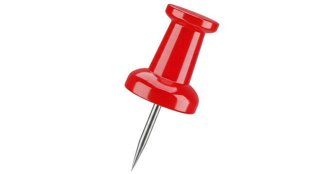 Single red plastic push pin with sharp metal needle tip stationary supplies