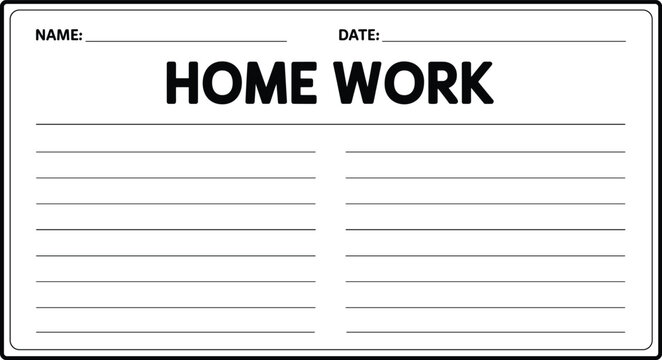 Simple homework planner worksheet template with name and date lines for students school printable vector design
