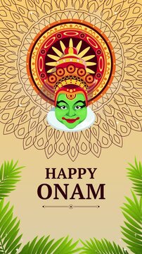 Onam Gold And Green Illustrative Greeting Video Story