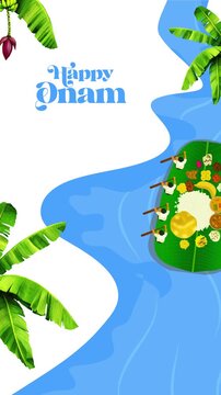 Onam White Blue and Green Animated Greeting Video Story