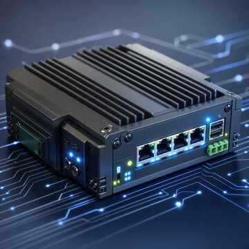 Industrial Edge Computing Device With Glowing Ports
